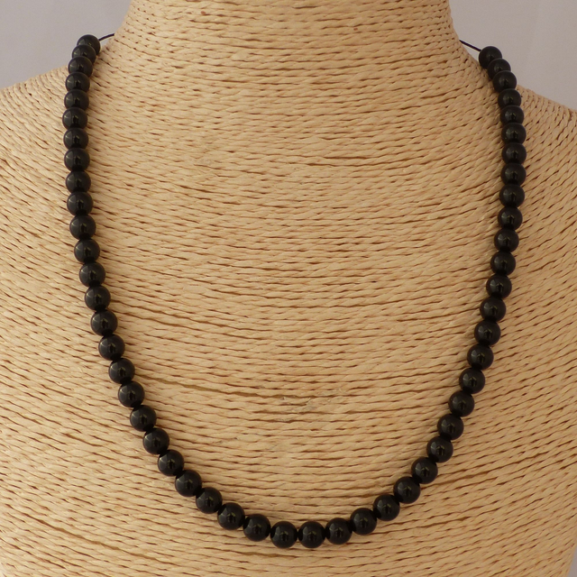 Tourmaline Noire / Collier de Perles en 6 mm / Boules en Pierres Naturelles Rondes et Polies