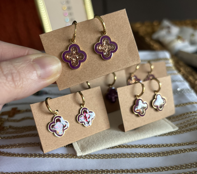 Boucles d’oreilles créoles trèfles