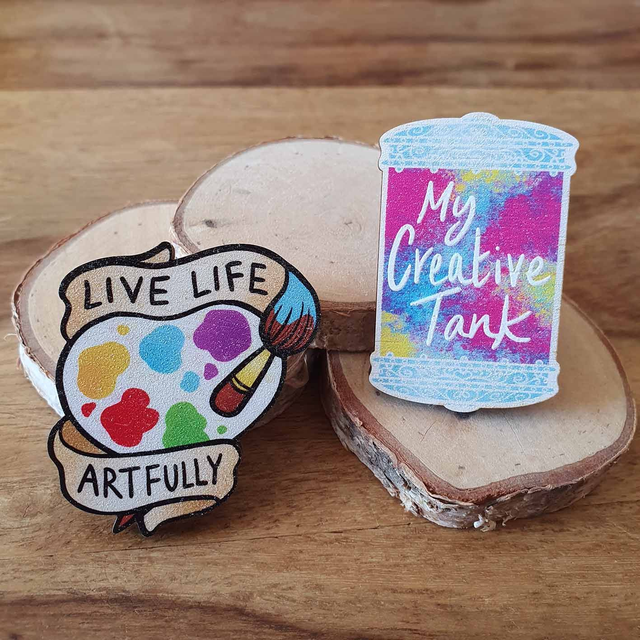 Wooden Artist Pin Badges