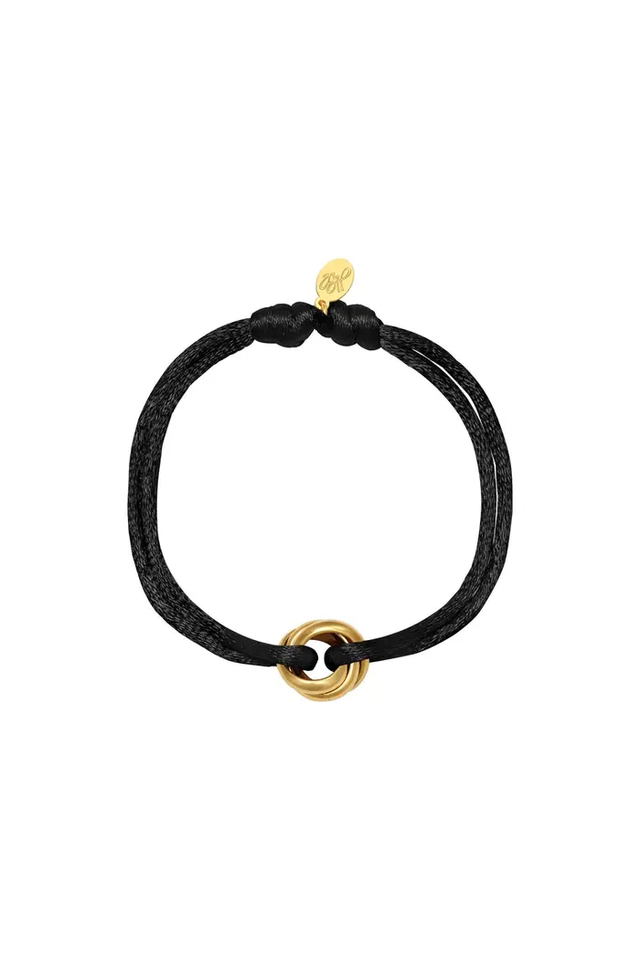 Bracelet satin knot zwart & goud stainless steel / 0288726-017