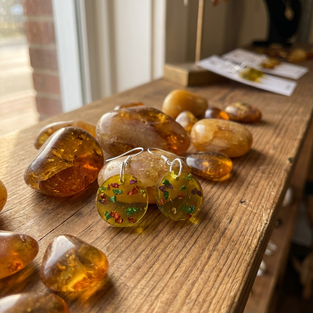 Stirling Silver Yellow Earrings - TT154