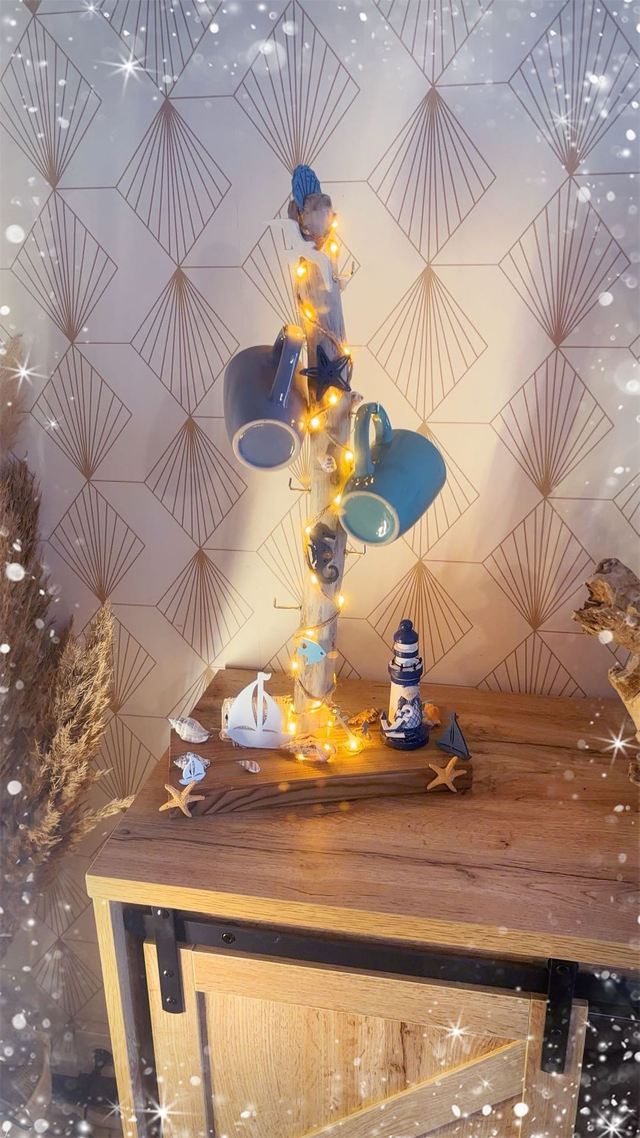 porte tasse, verres, clés, autres en bois flotté thème mer