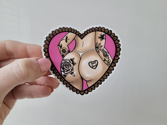 Good Girl Bum Tattoo Heart - Butt Vinyl Sticker