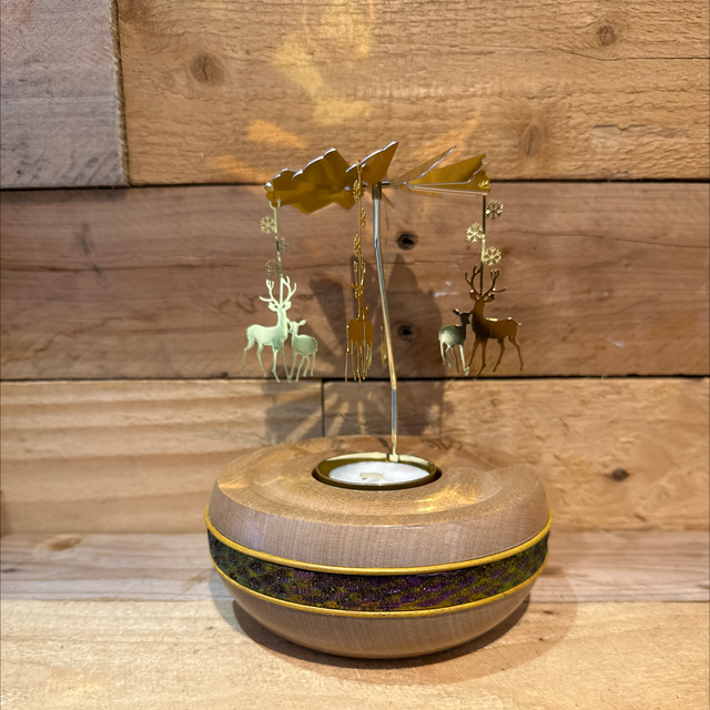 Gold Reindeer Carousel Tealight Holder  