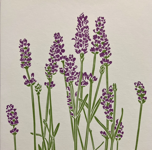 Traditional Letterpress Floral Lavender