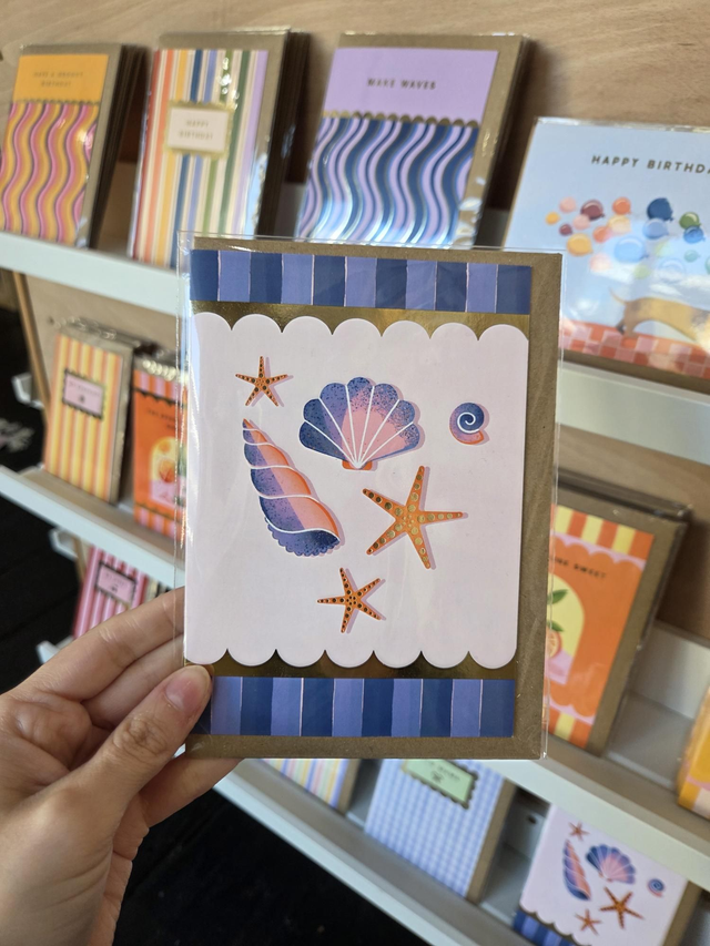 Sea Shells Gold Foil Greetings Card - EV-040