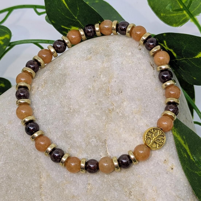 Bracelet "Aventurine & Grenat" 6mm BR-078