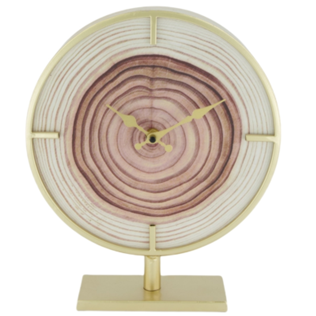 Klok Natural goudkleurig 28 cm