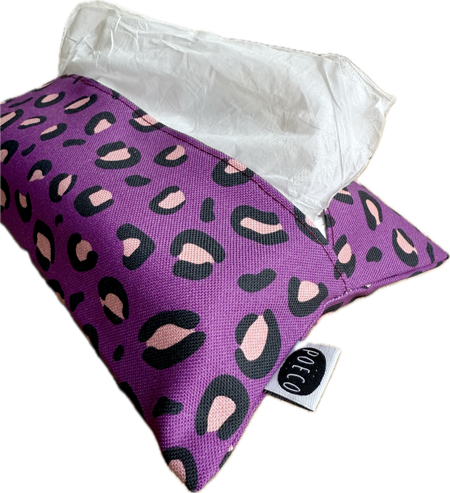 Pochette mouchoirs - LEOPARD ( prune - rose ) 