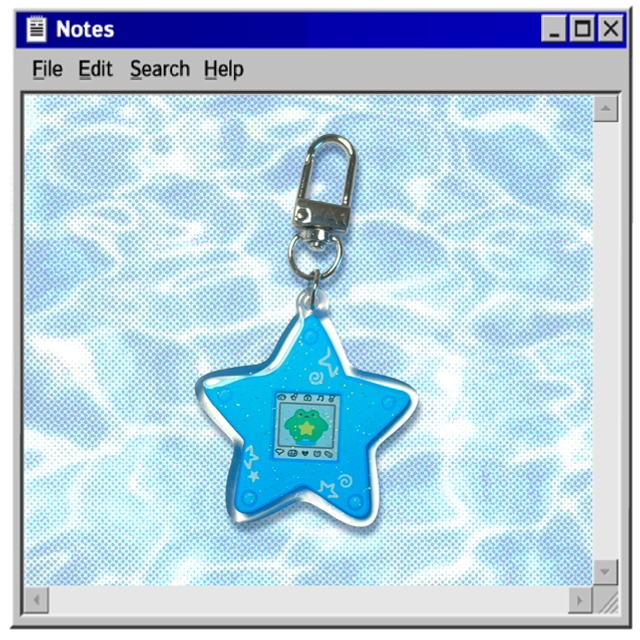 acrylic glittery keychain - Starbean tamagotchi 