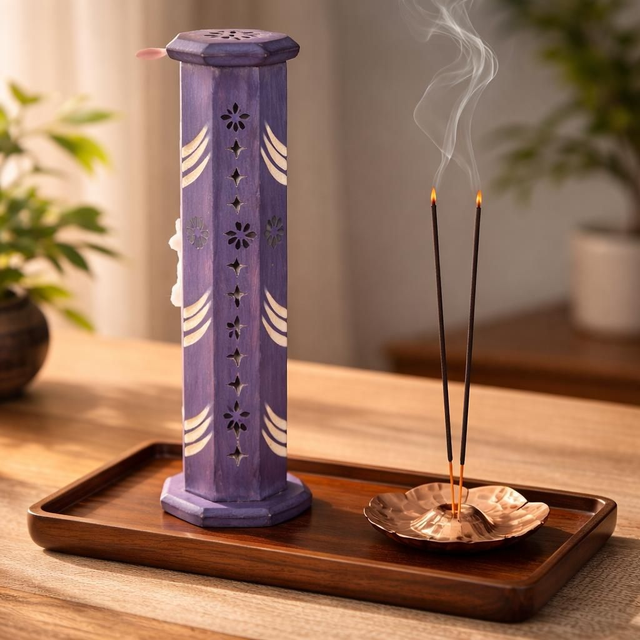 "Allia" - Tour à encens tige &amp; cône - Bois