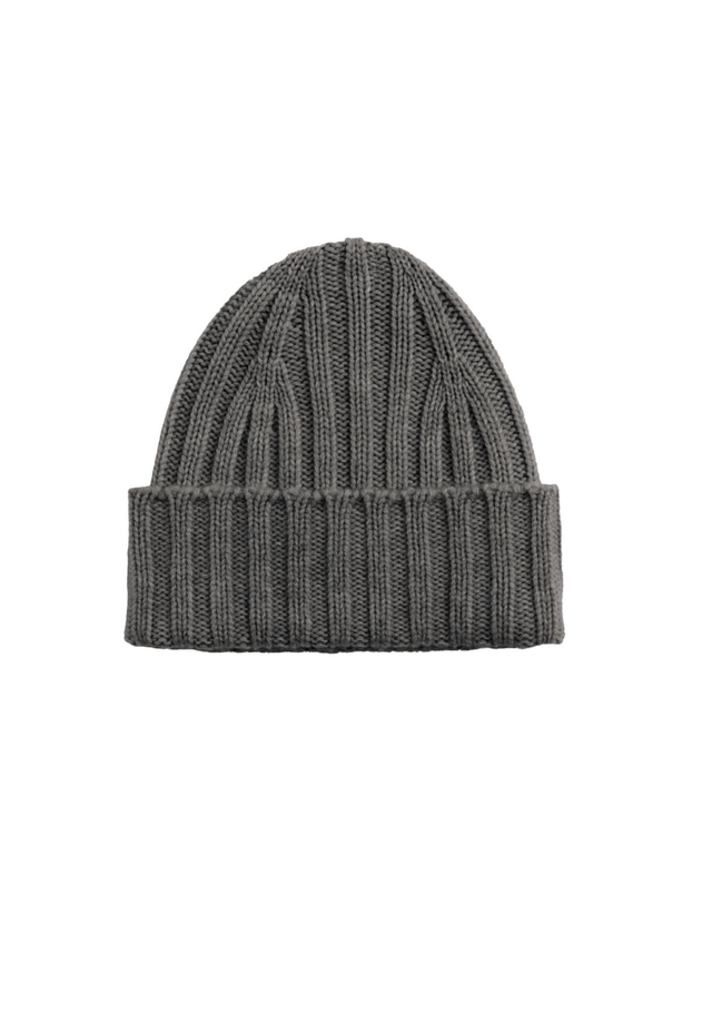 Grey Ribbed Wool/Cashmere Hat