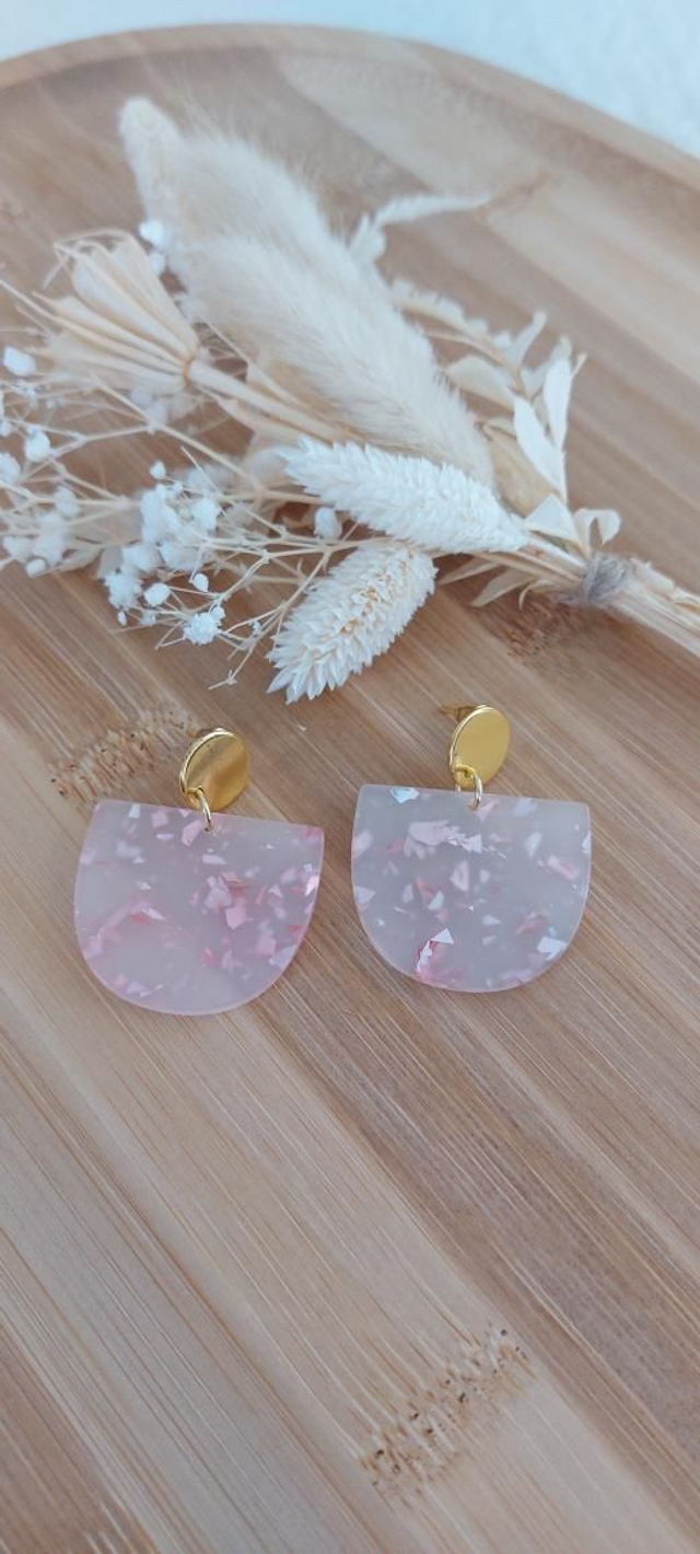 Boucles d'oreilles Gloria (rose paillettes)