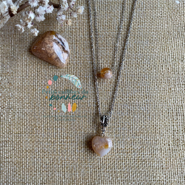 Collier double-rang en Agate Sakura 