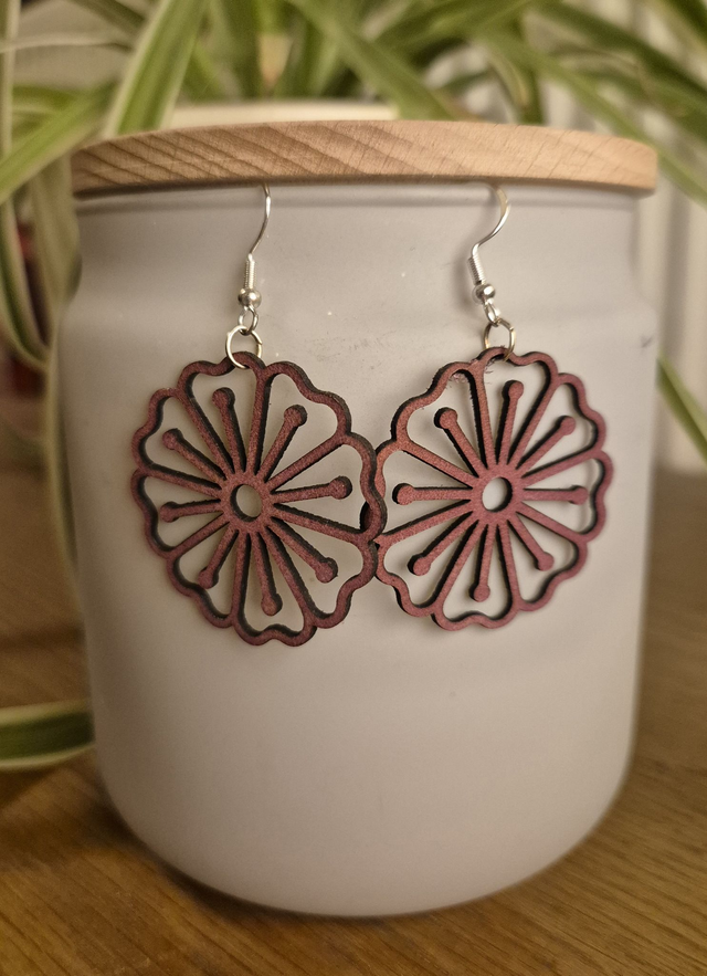Flowery Leather Earrings