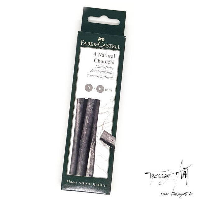 FABER CASTELL - FUSAIN NATUREL 4 BATONNETS 9-15 mm - FB029000