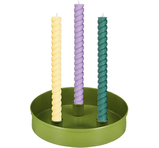 Metal Candle Platter Small- Olive: 3