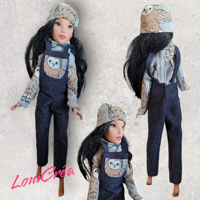 Salopette Pull &amp; Bonnet &quot;Hibou&quot;