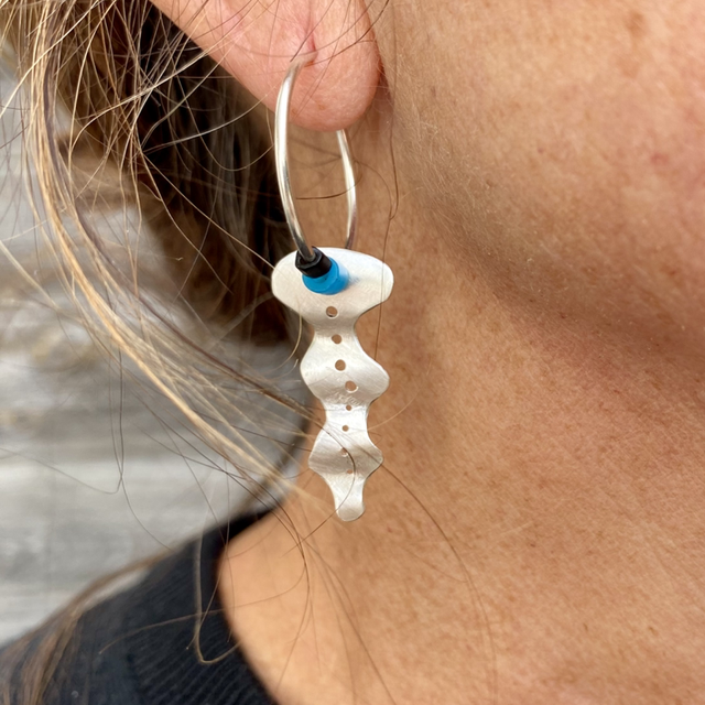 Créoles Méduse Algue en argent