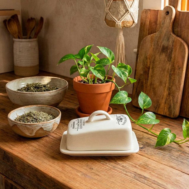 Quesera de Cerámica Charlotte Watson's – Estilo Vintage Country Inglés