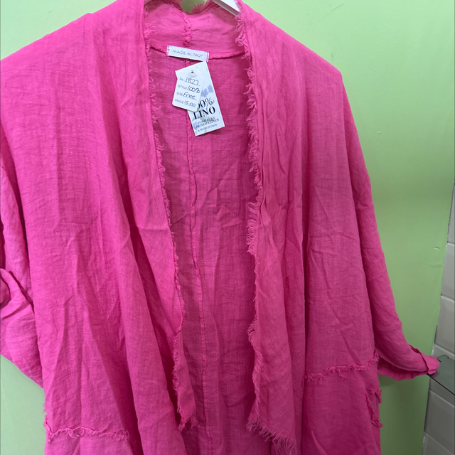 100% Linen Pink Jacket - Free Size - 1827
