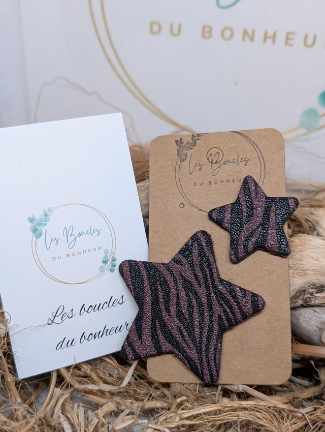 Boucles d'oreilles Asymétrique zèbre noir chocolat m1097