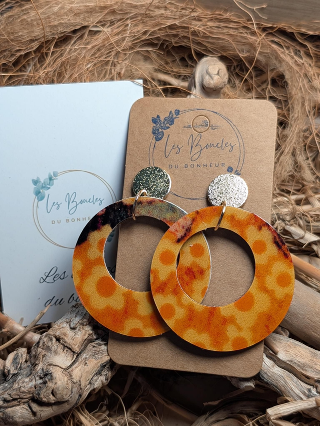 Boucles d'oreilles Années 80/90 Moon orange vernis x034