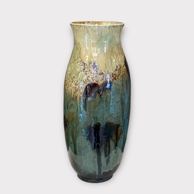 Stor Vase 35 cm grøn løbendeglasur - Helle Bornæs 