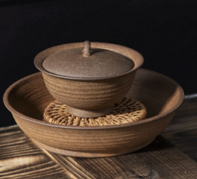 Vintage Coarse Stoneware Water-Reservoir Teapot Rest【复古粗陶壶承】