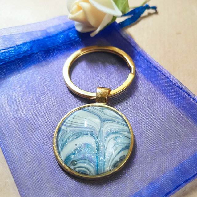 ECLAT AQUATIQUE - Porte-clés - Bleu nacré - Métal doré