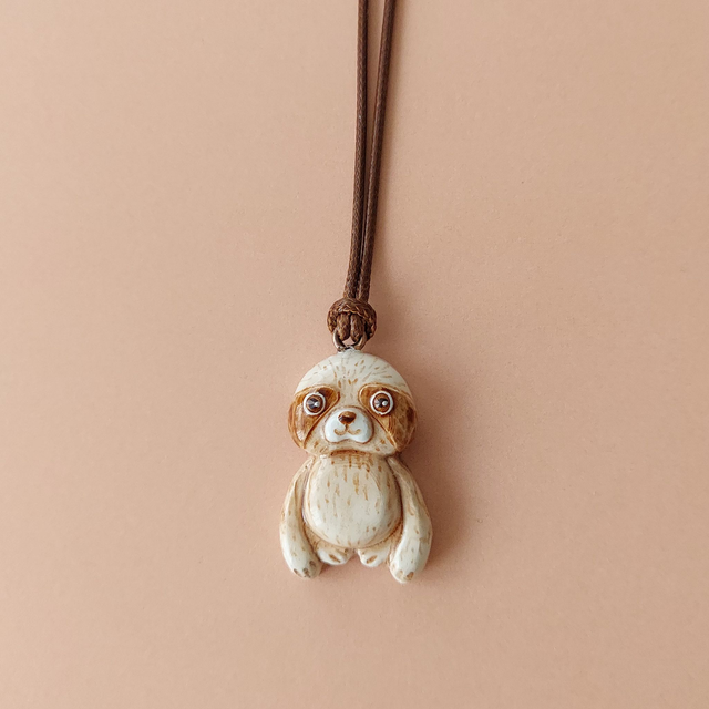 Fun sloth necklace - Clay sloth charm - Cute sloth pendant - Air dry clay charm - Polymer clay jewelry sloth
