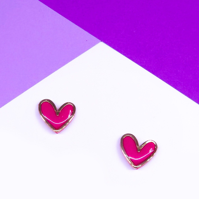 Fuchsia Heart Studs