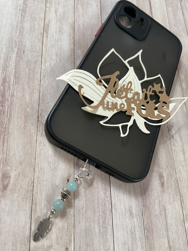 Bijoux de portable &quot;plume&quot; en Amazonite