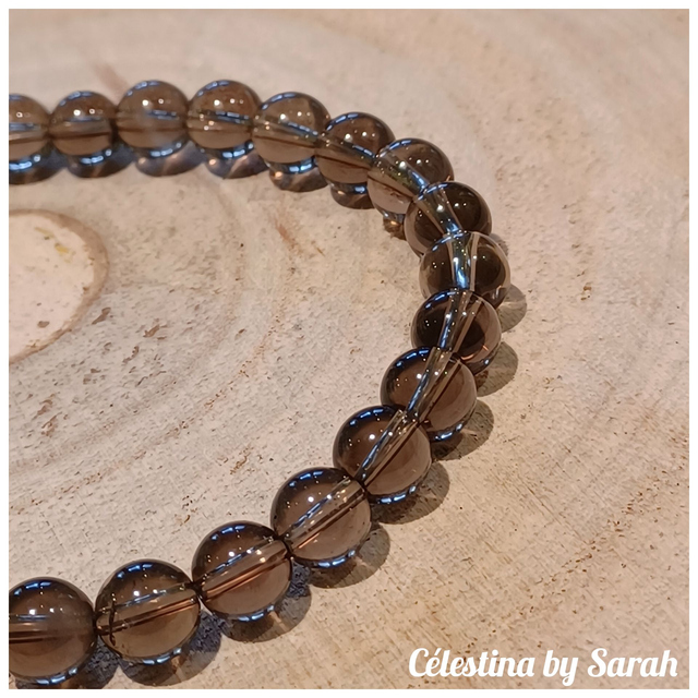 Bracelet Quartz Fumé 6mm Taille Dame