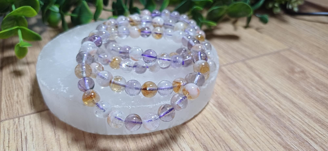 Amethyst &amp; Citrine 6mm Bracelet