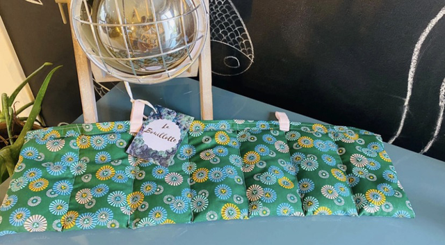 Bouillotte en graines de lin bio - longue 15x56 cm - Tissu liberty bleu
