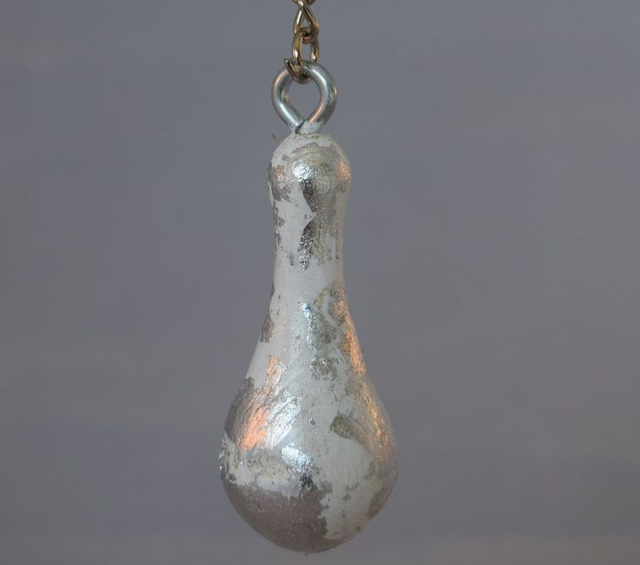 druppel sleutelhanger - blad zilver