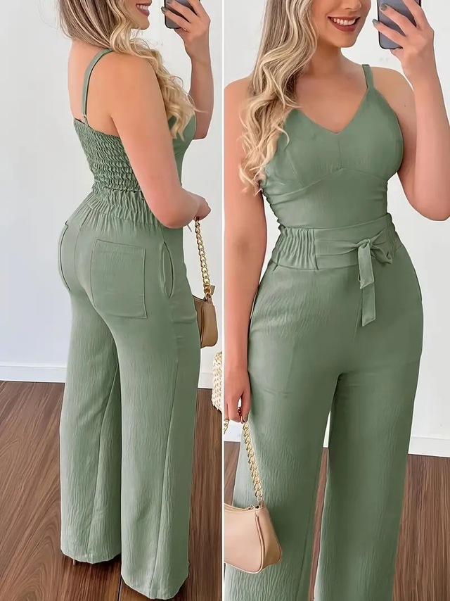 Women Elegant Off-Shoulder V-Neck Polyester Suit