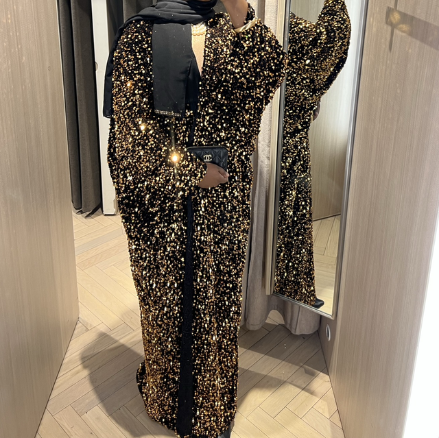 Black and Gold Sequin Abaya 