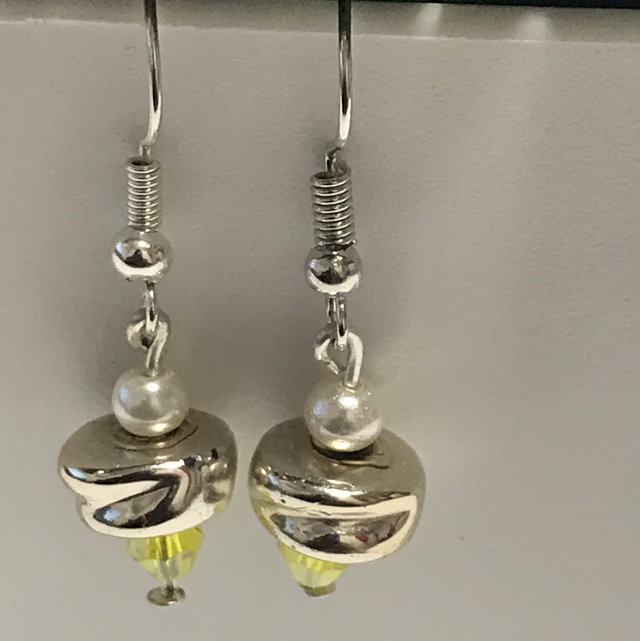 Yellow/Silver Dangling Earrings-YSD2233