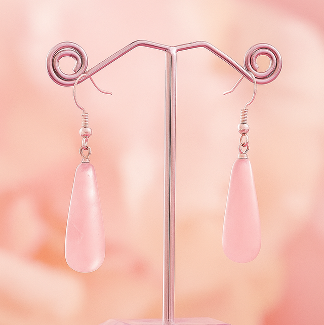 Boucles d’oreilles quartz rose 