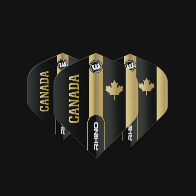 Winmau Rhino Flight Black &amp; Gold Flag - Canada 5023231014078