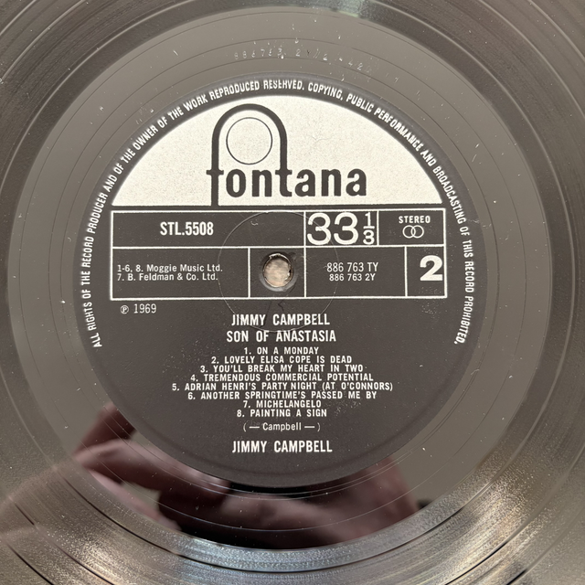 Jimmy Campbell Son Of Anastasia 1969 LP Vinyl Record Fontana Rock