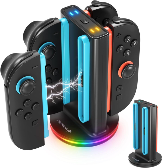 Chargeur Manette Nintendo Switch2 – 4 emplacements avec LED &amp; Éclairage RGB