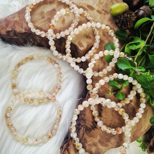 Milky citrine 6mm beaded bracelet 