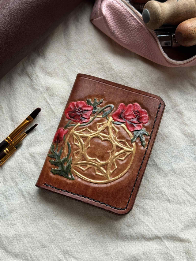 Portefeuille - Rosace et coquelicot 