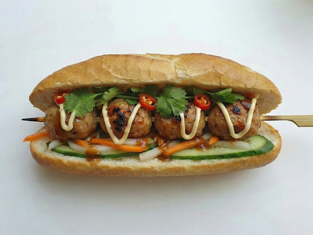 Baguette mit Grillwürstchen (Bánh Mì Nem Nướng)