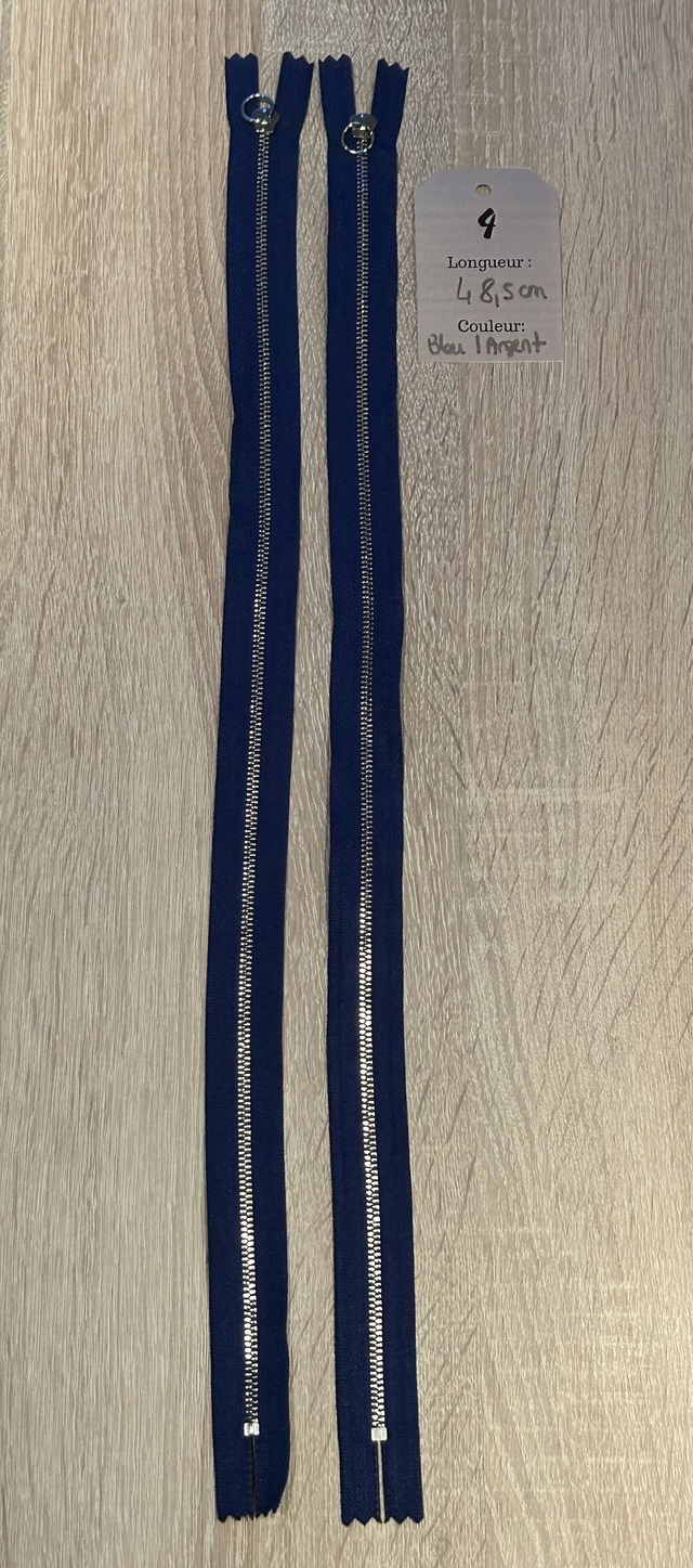 Fermetures éclair métallique bleu 48cm