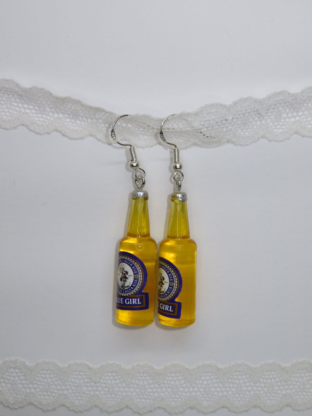 Boucle d'oreille bouteille Blue girl bierre
