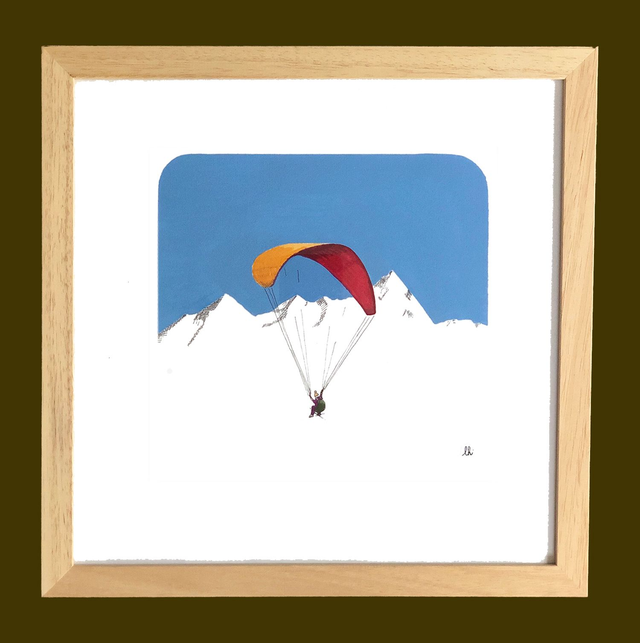 dessin encadré "parapente rouge" 